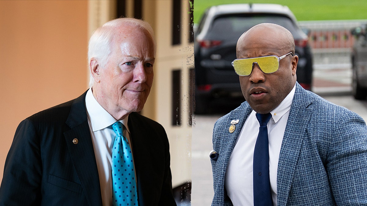 Texas Senator John Cornyn and Texas Congressman and senate candidate Wesley Hunt.