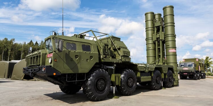 A Russian S-400 Triumf air defense system on display.