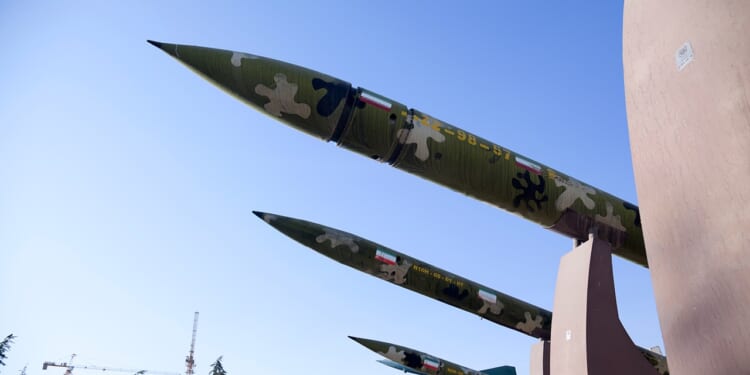 Iranian missiles painted in camouflage.