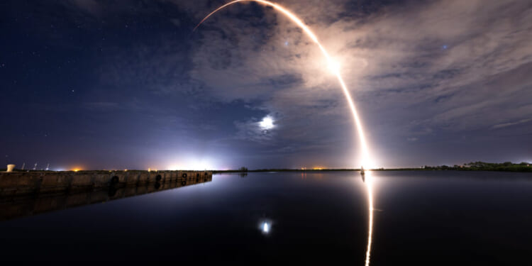 A Falcon 9 rocket carrying the Starlink 10-61 mission lifts off from Space Launch Complex 40 at Cape Canaveral Space Force Station, Florida, on September 18, 2025.