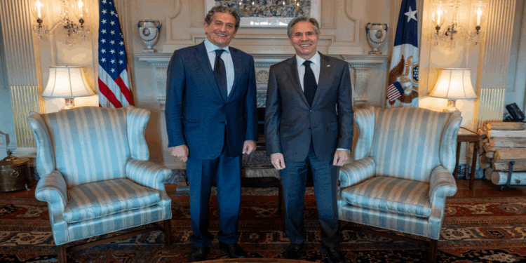 James Rubin meets with then-Secretary of State Antony Blinken.