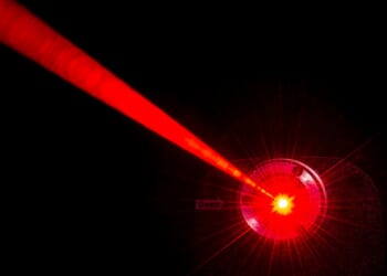 A red laser beam.