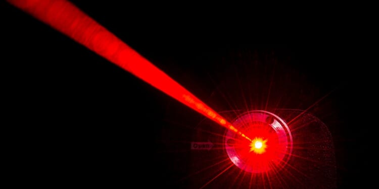 A red laser beam.