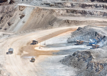 View from above of an open-pit copper mine in Chile