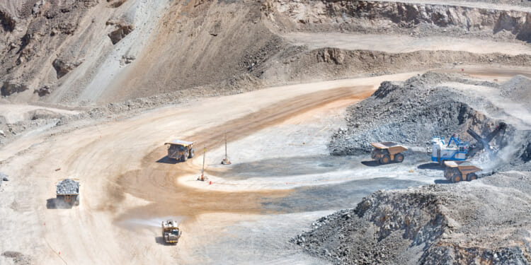 View from above of an open-pit copper mine in Chile