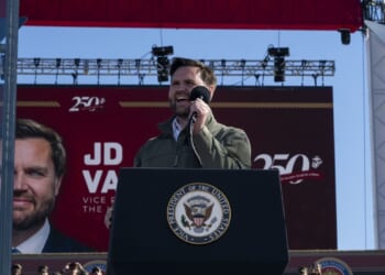 Vice President JD Vance gives a speech at Camp Pendleton in California.