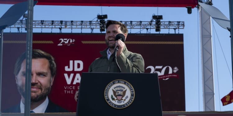 Vice President JD Vance gives a speech at Camp Pendleton in California.