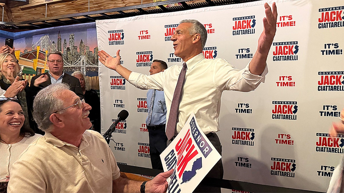 New Jersey GOP gubernatorial nominee Jack Ciattarelli speaking to supporters.