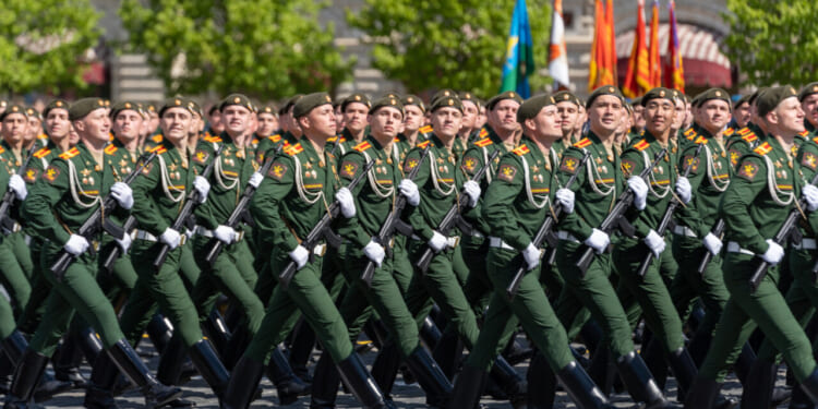 Russian troops parade in May 2023