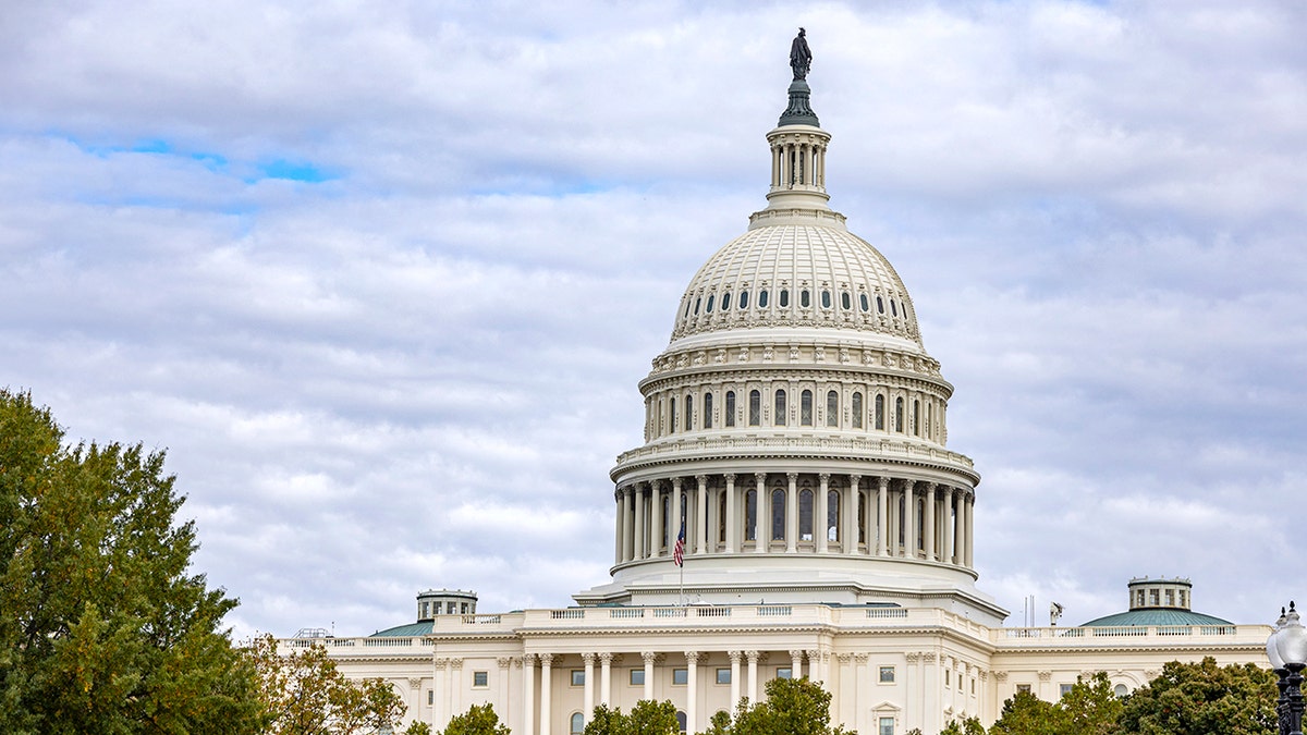 U.S. Capitol building with cloudy sky