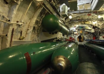 Torpedo compartment on board the Russian submarine