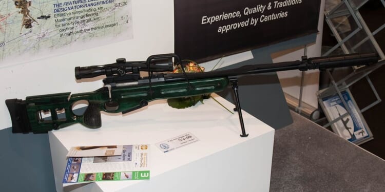 An SV-98 sniper rifle on display.