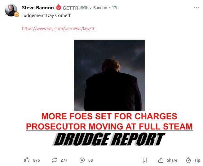 Silhouette of a man in a suit against a dark sky, with bold text announcing legal challenges and prosecutor activity from Drudge Report.