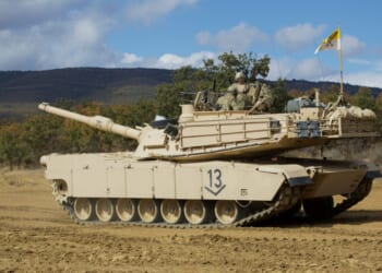 M1A2 Abrams main battle tank crew members with 1-16th Infantry, 1st Armored Brigade Combat Team, 1st Infantry Division, prepare to conduct Table IV gunnery Sept. 29, 2025, on Novo Selo Training Area, Bulgaria.