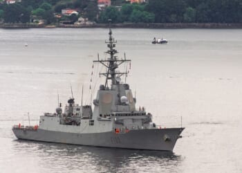 A Spanish frigate at sea.