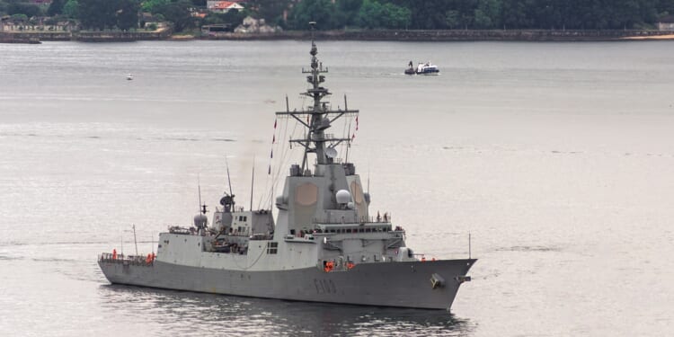 A Spanish frigate at sea.