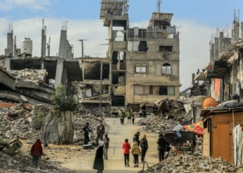 Ruins of houses in Gaza.