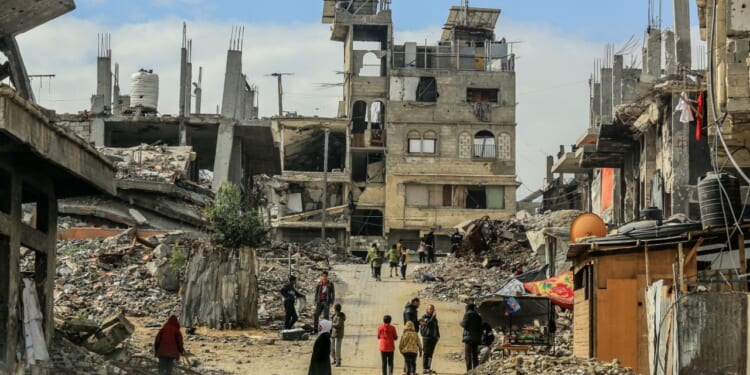 Ruins of houses in Gaza.