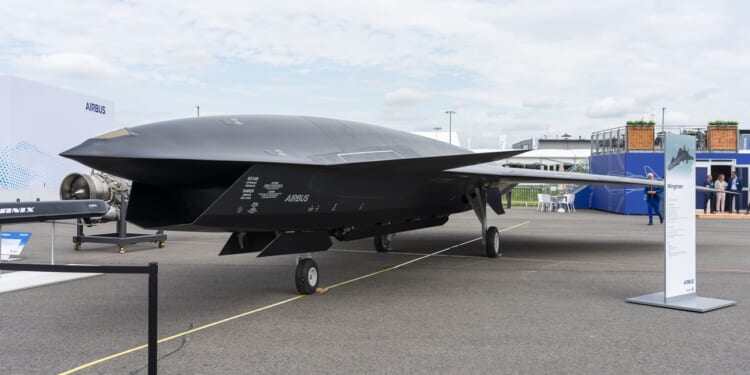 A "loyal wingman" drone concept on display.