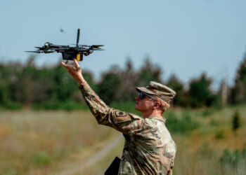 National Guard soldiers conduct stalk training during sniper school at Camp Robinson in Little Rock, Ark., Tuesday, Aug. 6, 2025.