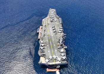 The USS Gerald R. Ford at sail.