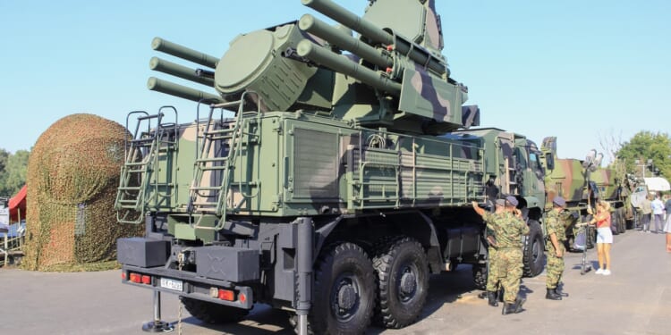 Pantsir S1 missile system, rear side at display of military equipment during the Day of Serb Unity, Freedom and the National Flag.