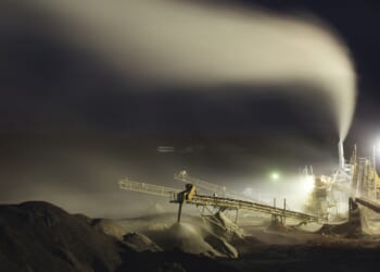 Drilling equipment in a desolate location.