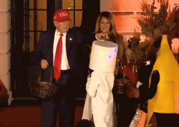 Trump places candy on trick-or-treater