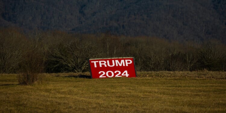 A Trump 2024 sign on a farm.