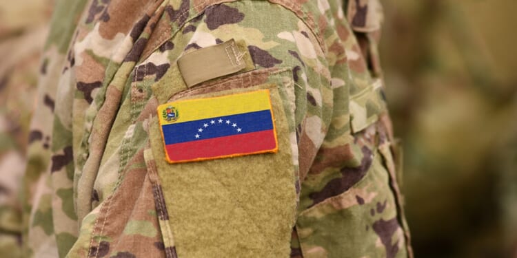 A soldier with a Venezuelan flag patch.