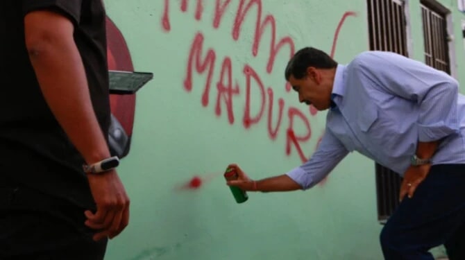Nicolás Maduro spray painting