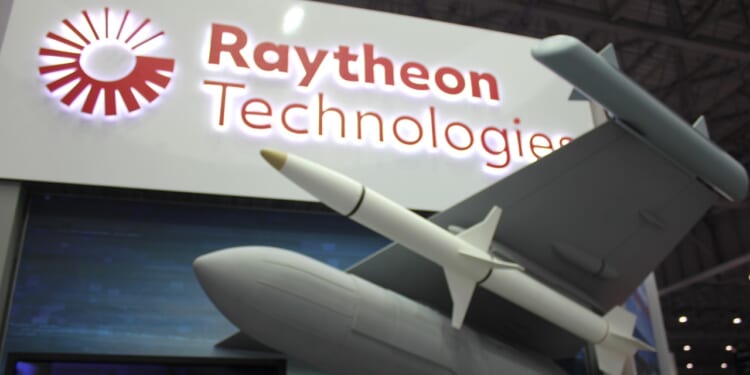 Missiles under the Raytheon logo.