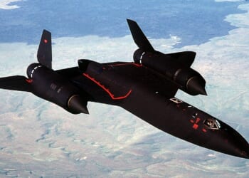 An SF-71 Blackbird in flight over California.
