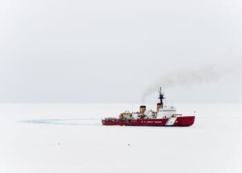 A US Coast Guard icebreaker at sail.