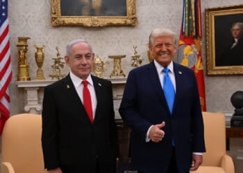 Donald Trump meets with Benjamin Netanyahu in the White House.