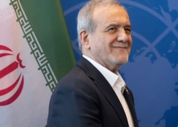 Iranian president Masoud Pezeshkian appears at the United Nations.