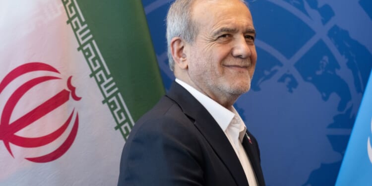 Iranian president Masoud Pezeshkian appears at the United Nations.