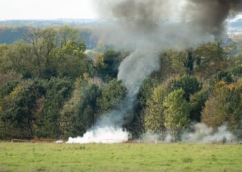 The aftermath of a smoke grenade explosion.