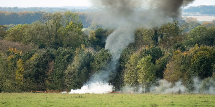 The aftermath of a smoke grenade explosion.