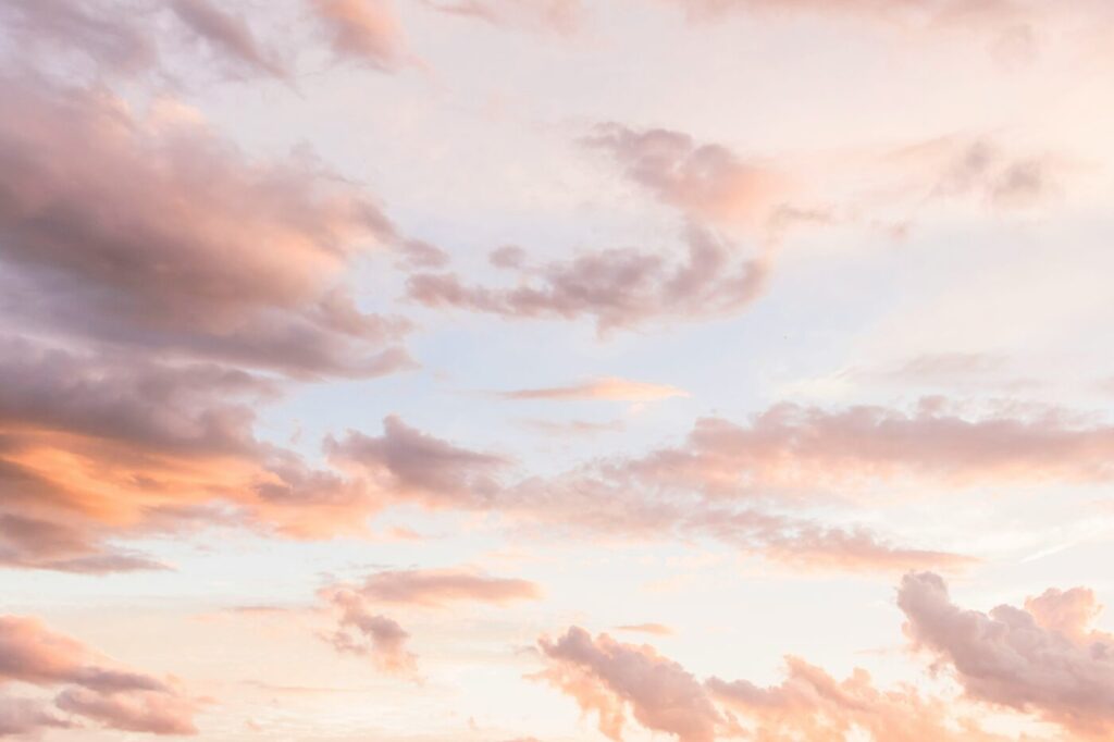 virtue of hope for heaven symbolized in the clouds in the sky