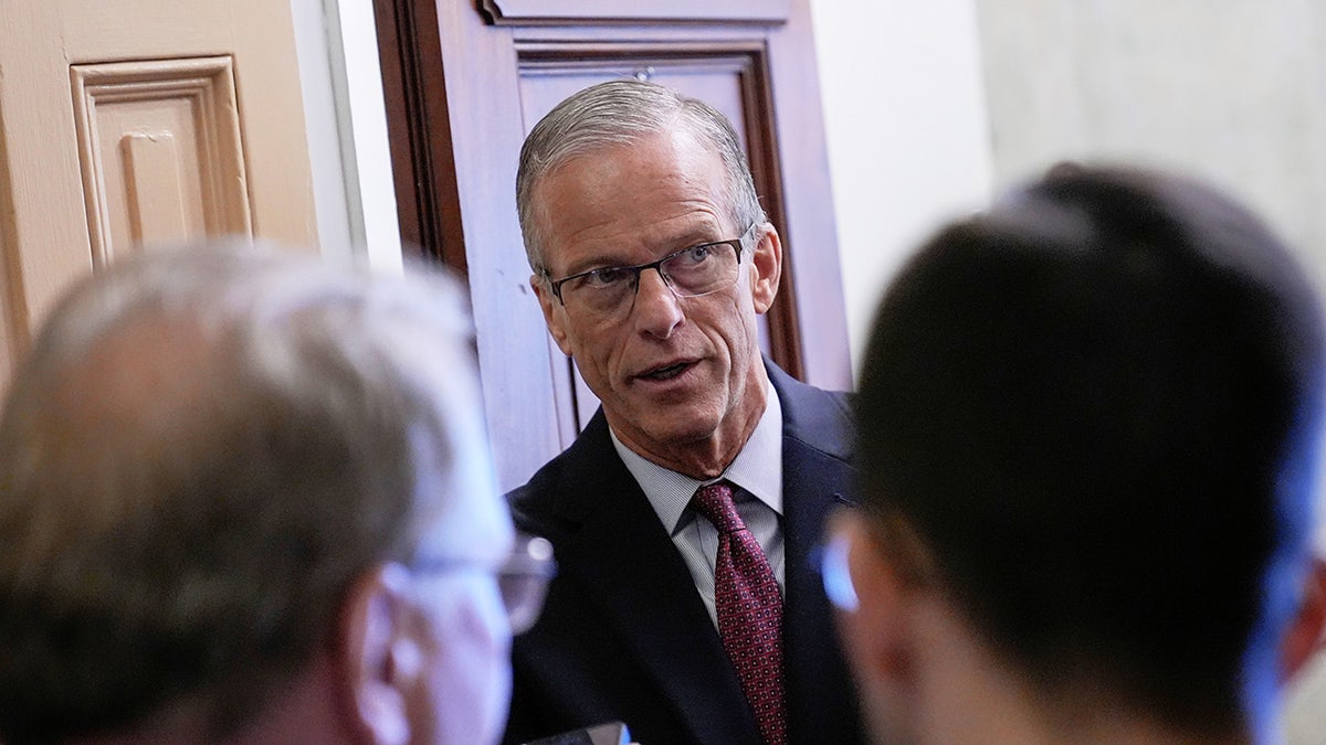 John Thune talking to reporters