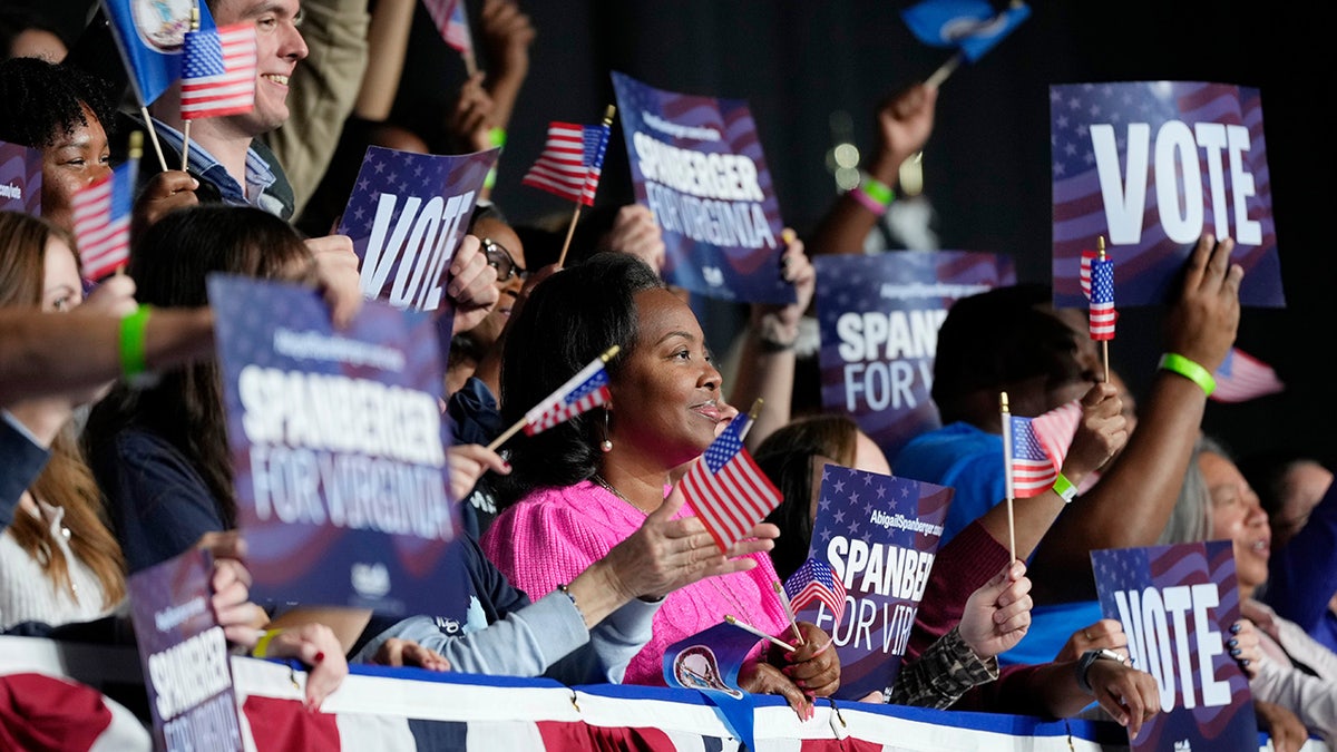 Obama/Spanberger supporters at a rally