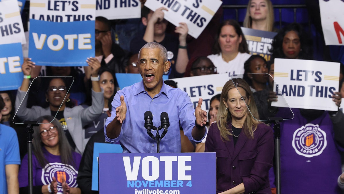 Obama speaks at Mikie Sherrill rally