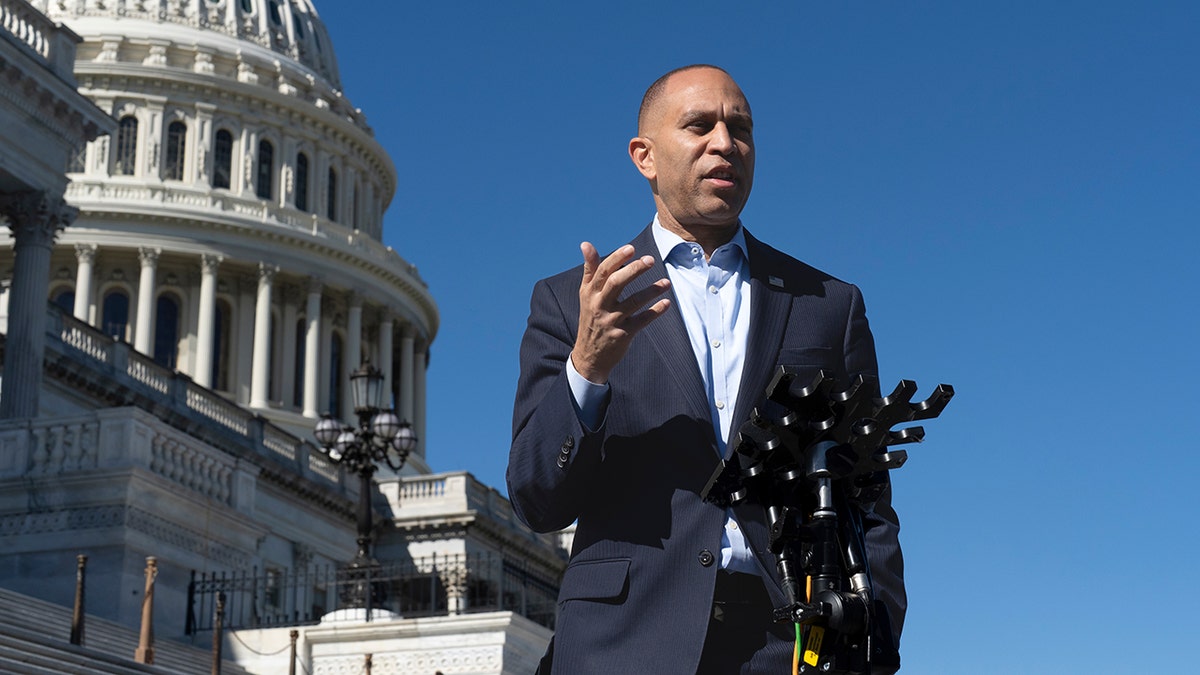 Hakeem Jeffries at the Capitol during the government shutdown.