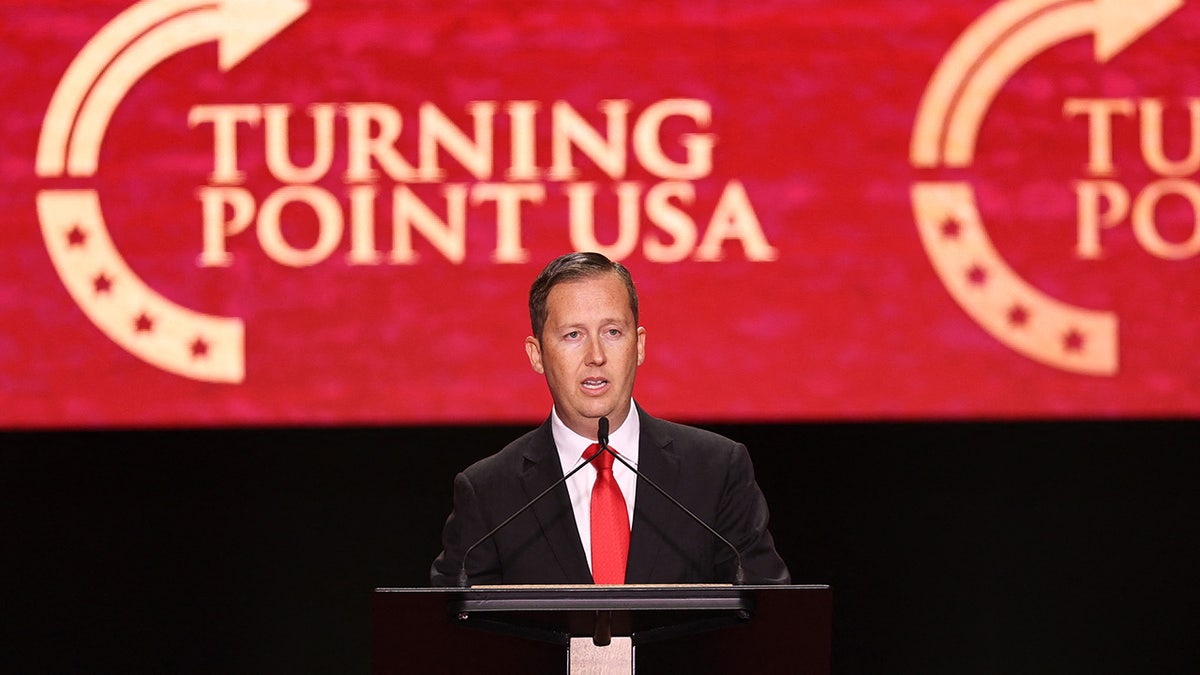 Sergio Gor at Charlie Kirk memorial service.