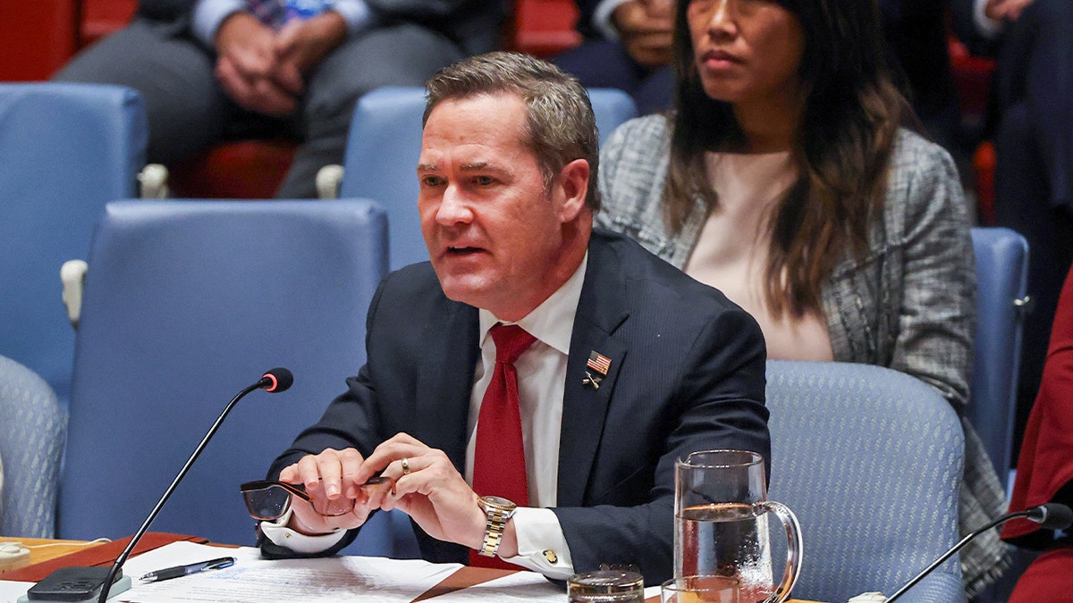 U.N. Amb. Mike Waltz speaks at the international body's headquarters in New York City.