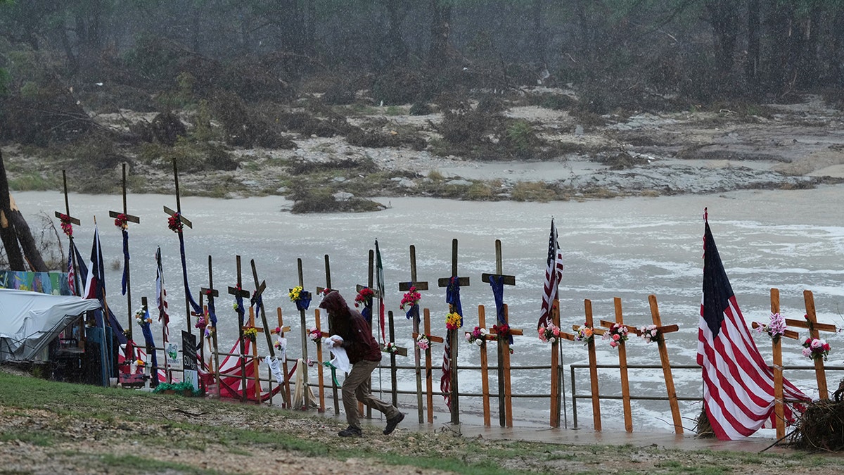 Makeshift memorial for flood victims in Texas.