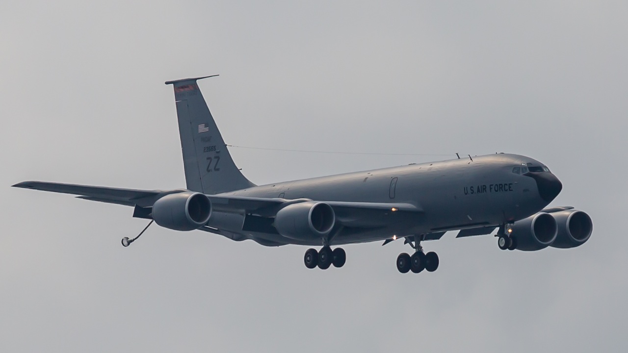 A US Air Force KC-135 in flight.