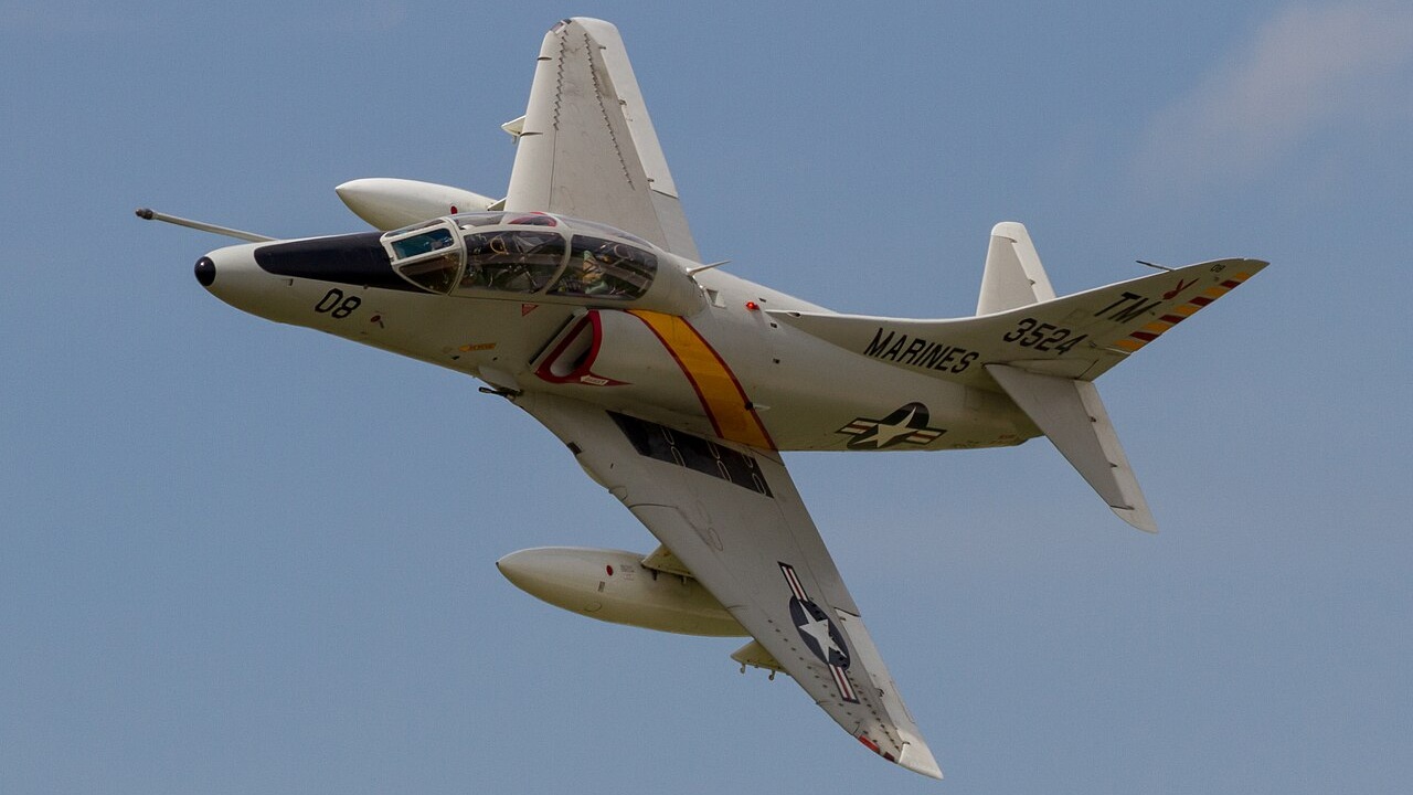 A US Air Force A-4 Skyhawk in flight.