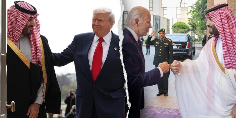 Trump shakes Saudi Crown Prince's hand, criticizes Biden's fist bump